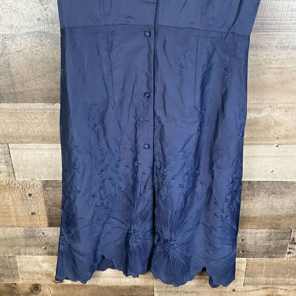 Foxiedox Women’s Size XS Button Up Dress Navy Blue Sleeveless Cotton NWT - Picture 2 of 8